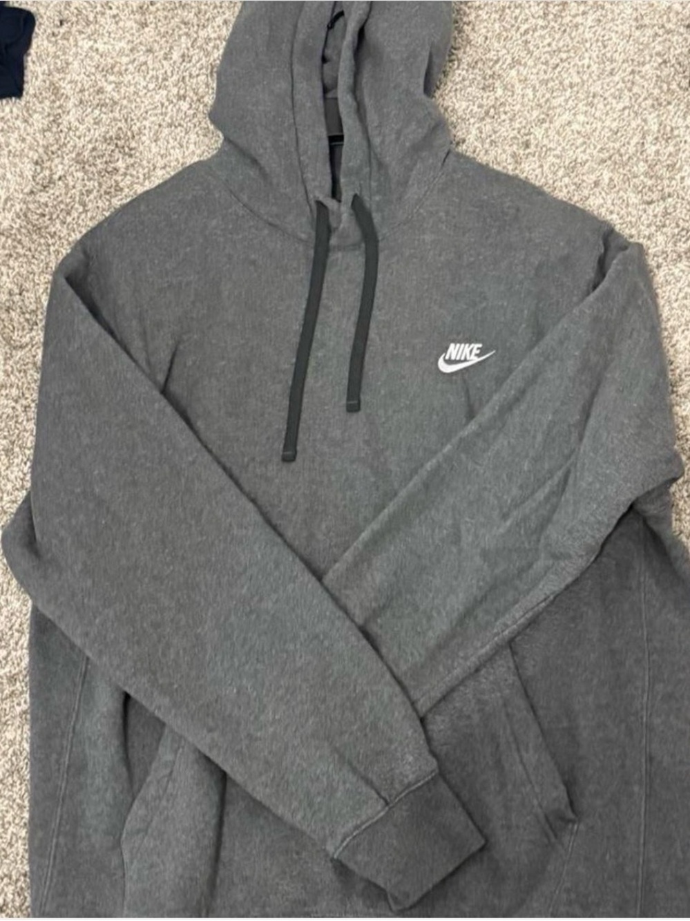 Nike Charcoal Gray Pullover Hoodie with White Swoosh